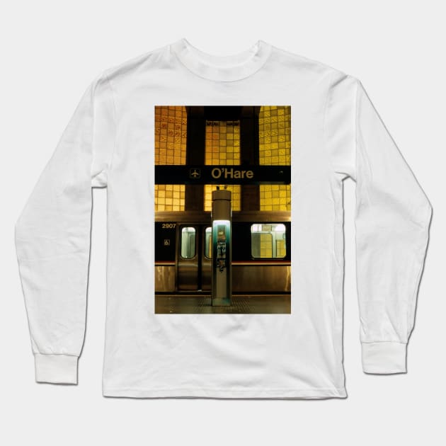 El Station in O'Hare Chicago Long Sleeve T-Shirt by KWAPhoto